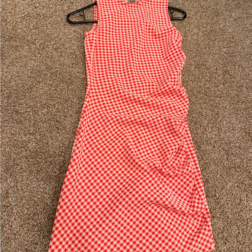 Red Gingham Sleeveless Dress